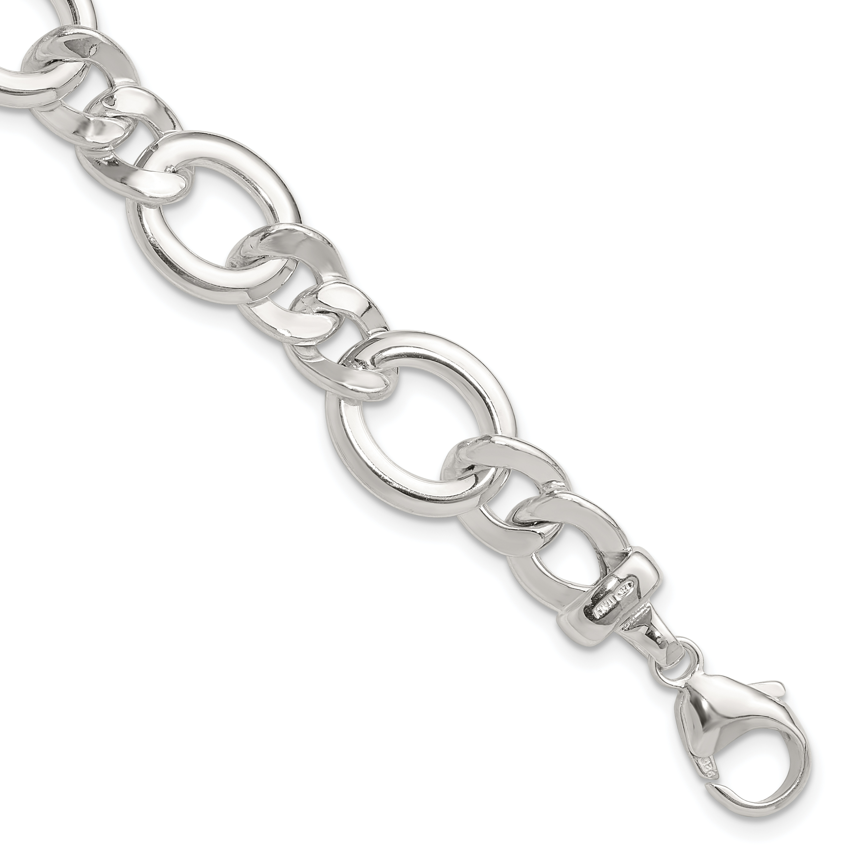 Sterling Silver Polished Flat Fancy Link Bracelet (QG6500-7.5)