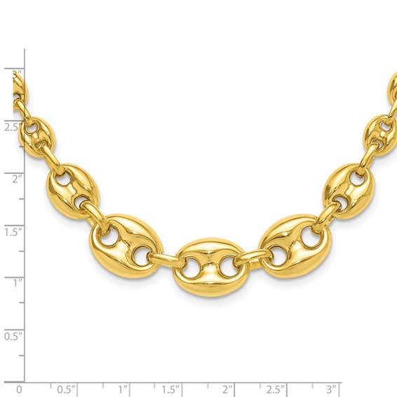 Sterling Silver Gold-tone Hollow Graduated Marina Link 17in Necklace