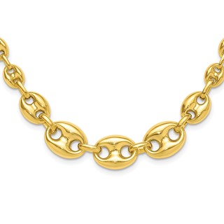 Sterling Silver Gold-tone Hollow Graduated Marina Link 17in Necklace