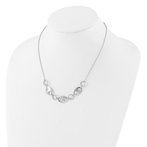 Sterling Silver Rhodium-plated D/C Link  w/2 in ext. Necklace