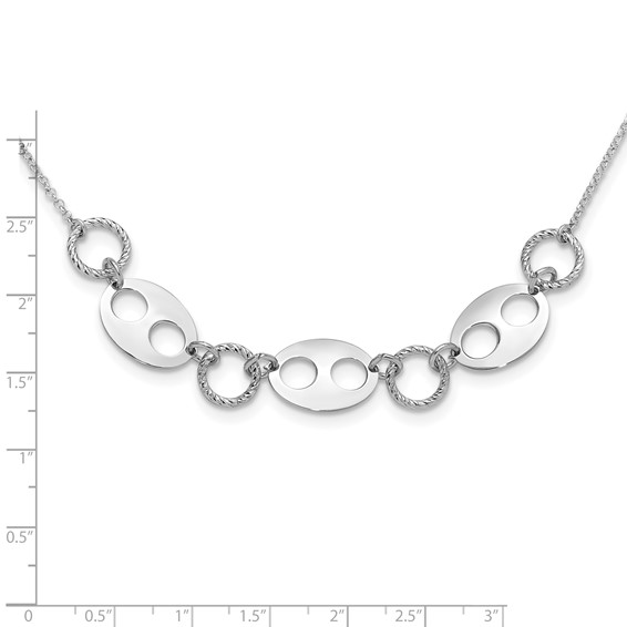 Sterling Silver Rhodium-plated D/C Link  w/2 in ext. Necklace