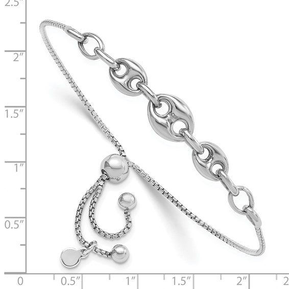Sterling Silver Rhodium-plated Fancy Adjustable Bracelet