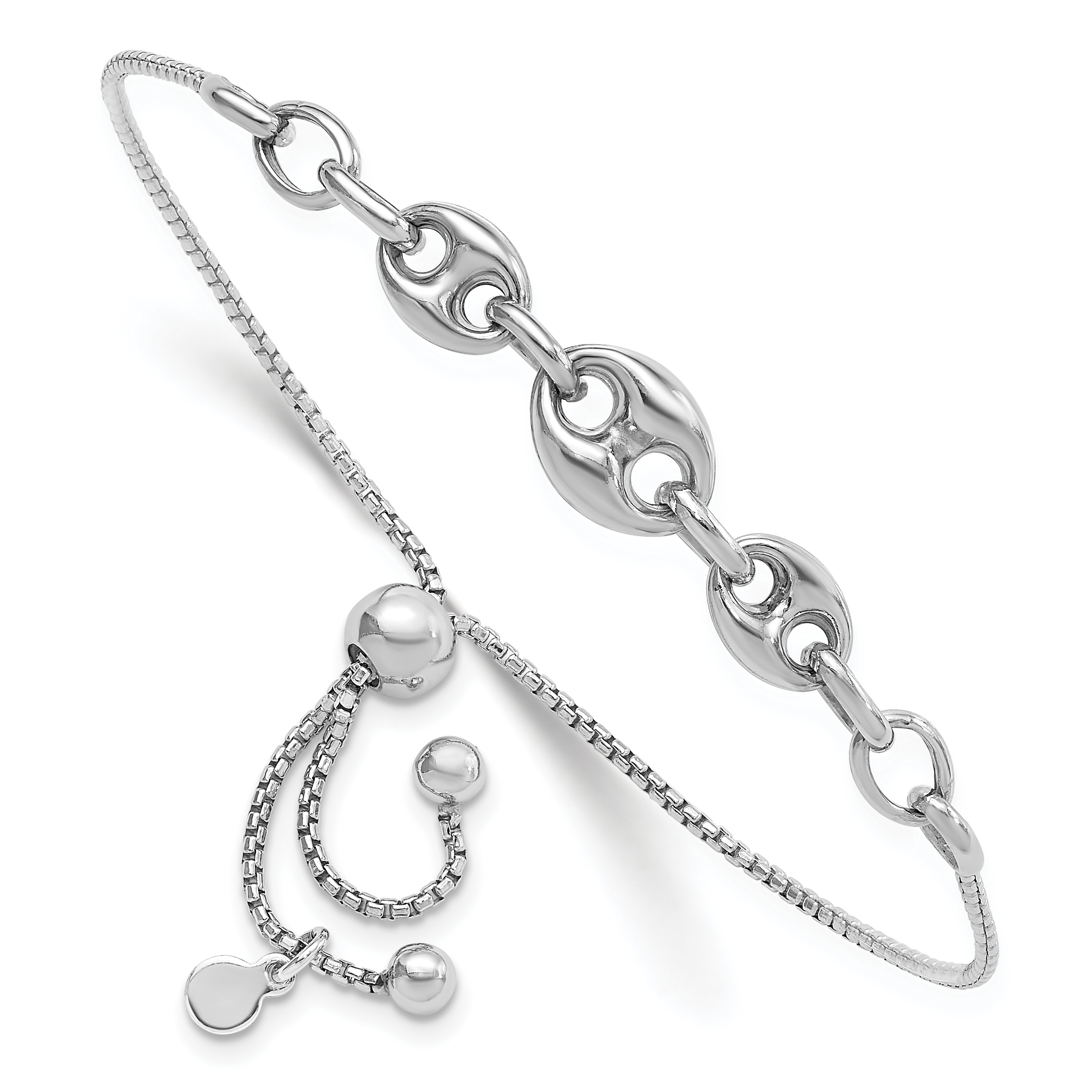 Sterling Silver Rhodium-plated Fancy Adjustable Bracelet (QG6506)