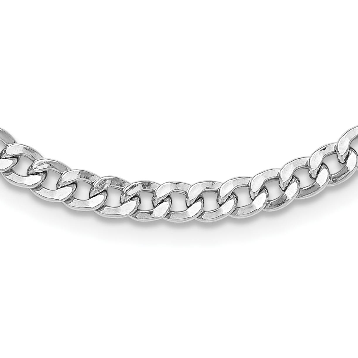 Sterling Silver Rhod-plated Heart Clasp Fancy D/C Curb 16.5in Necklace (QG6507-16.5)