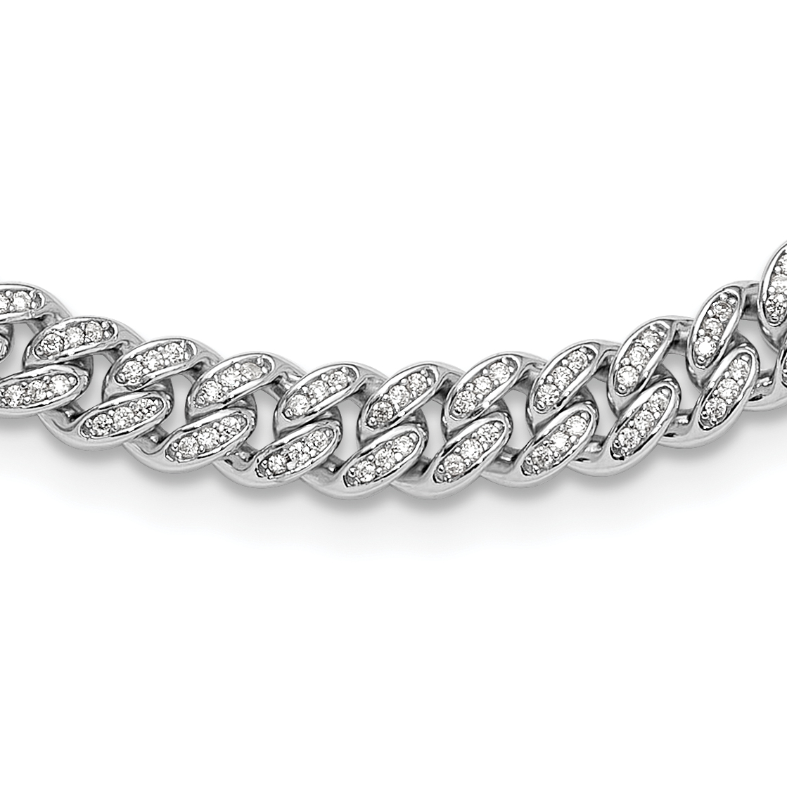 Sterling Silver Rh-plated Micro Pave CZ 6mm Curb Link 18in Necklace (QG6508-18)