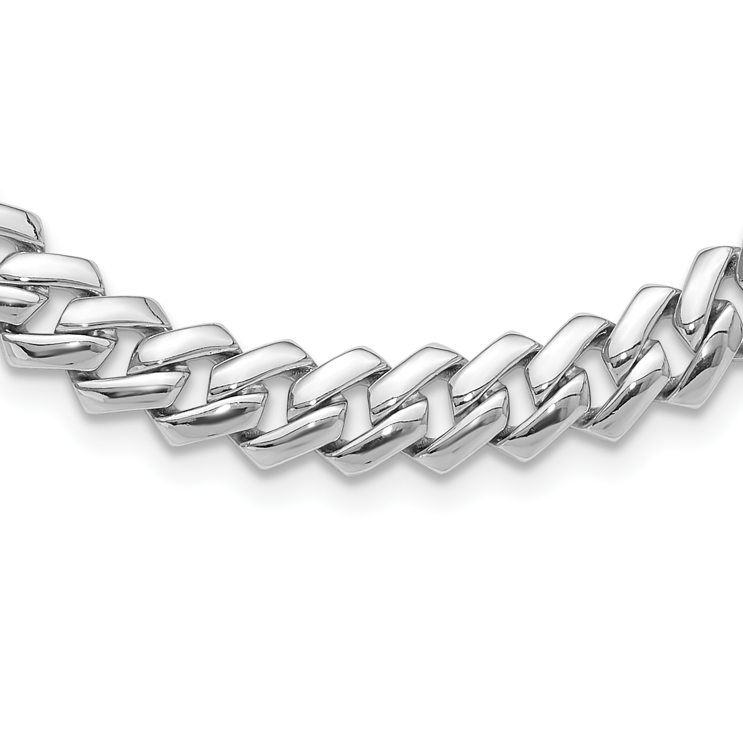 Sterling Silver Rhodium-plated 9mm Monaco Link CZ Clasp 20in Necklace (QG6509-20)