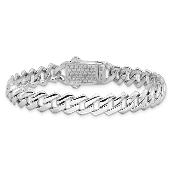 Sterling Silver Rhodium-plated Monaco Link CZ Pavé Clasp 7.5IN Bracelet