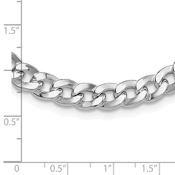 Sterling Silver Rh-plated 7.25mm Circle Clasp Curb Link 16in Necklace