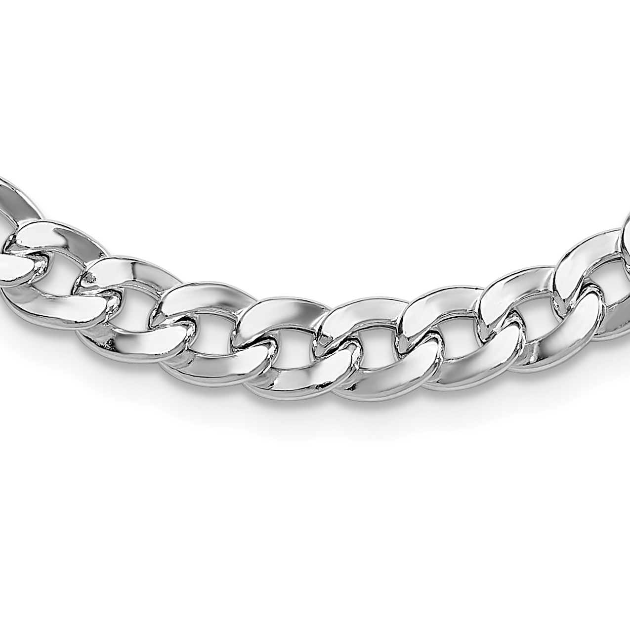 Sterling Silver Rh-plated 7.25mm Circle Clasp Curb Link 16in Necklace (QG6511-16)