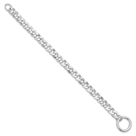 Sterling Silver Rhodium-plated Circle Clasp Curb Link 7.25in Bracelet