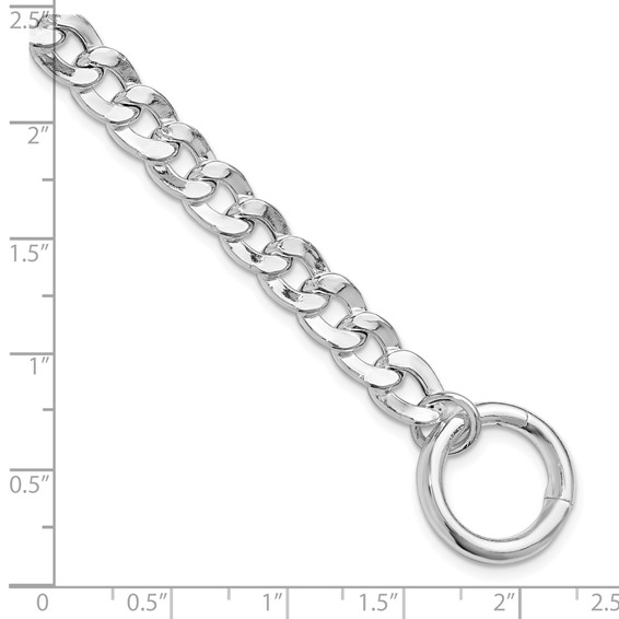Sterling Silver Rhodium-plated Circle Clasp Curb Link 7.25in Bracelet