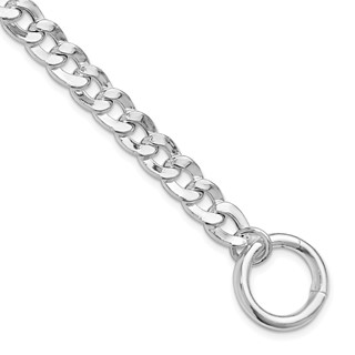 Sterling Silver Rhodium-plated Circle Clasp Curb Link 7.25in Bracelet