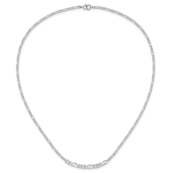 Sterling Silver E-coated Figaro Chain 18in Necklace