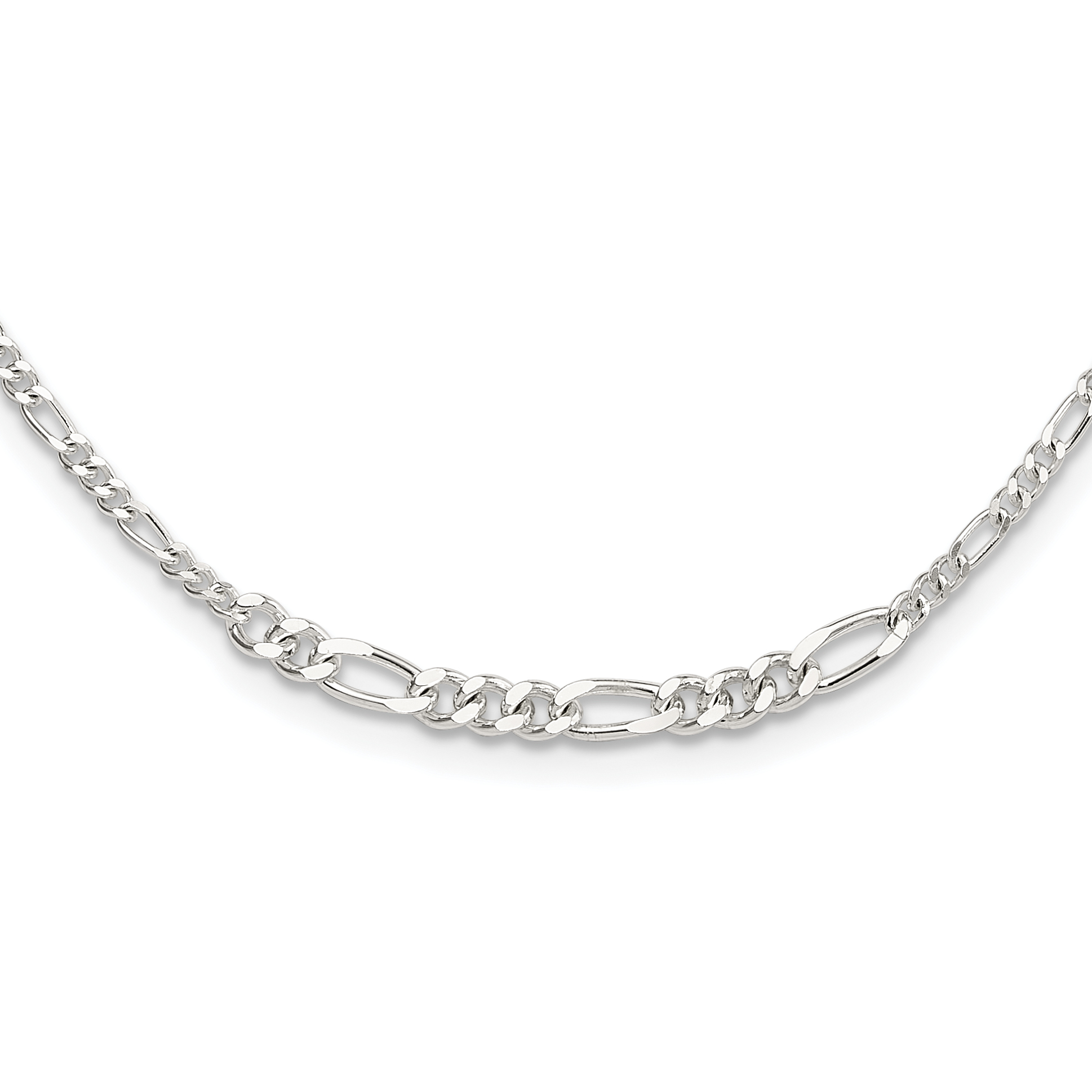 Sterling Silver E-coated Figaro Chain 18in Necklace (QG6513-18)