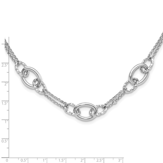 Sterling Silver Rh-plated 18in w/1.5in ext Interlocking Circles Necklace