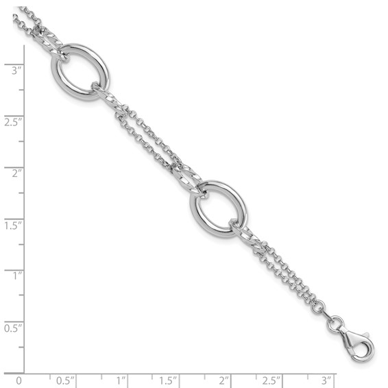 Sterling Silver Rhodium-plated 7in w/1in ext Interlocking Circles Bracelet