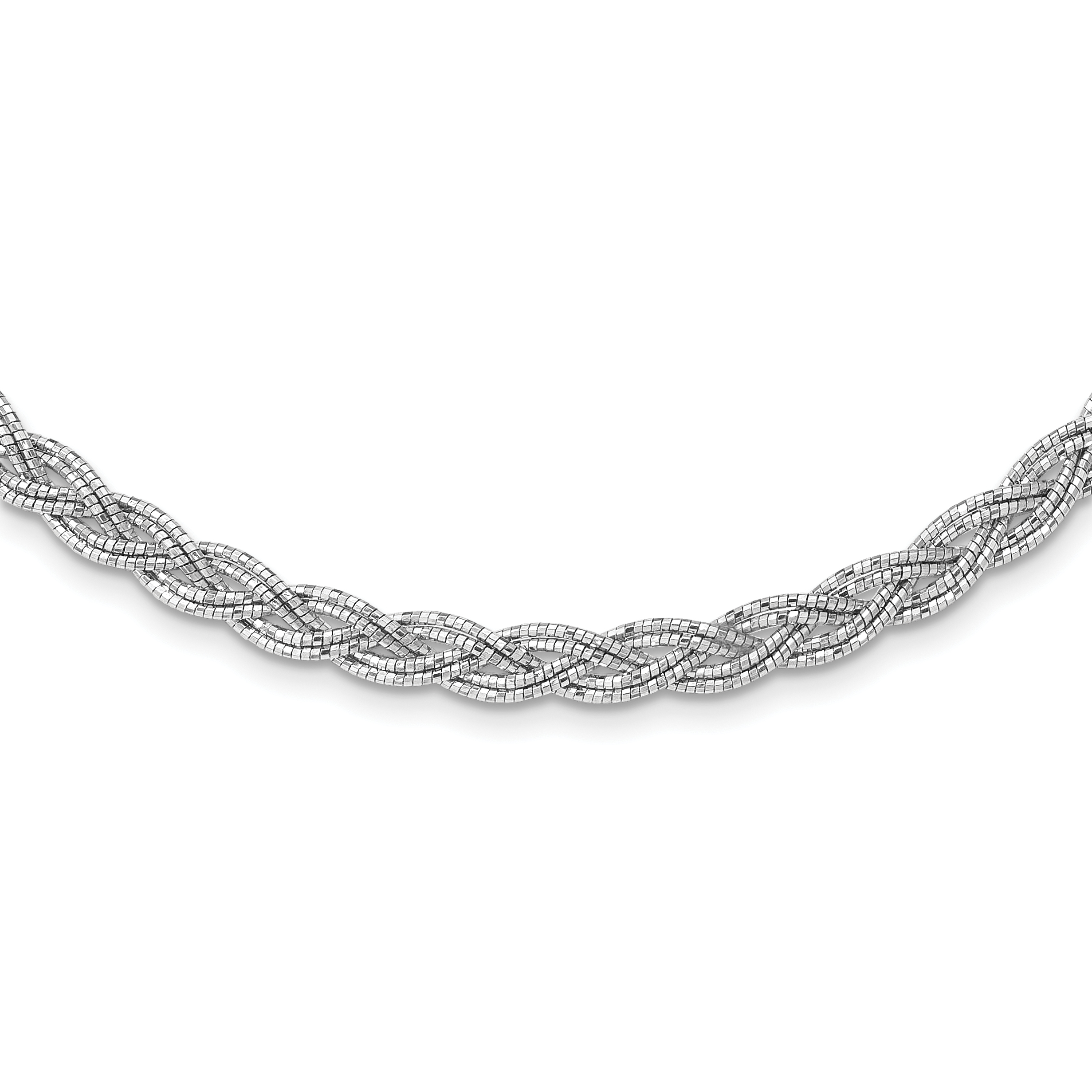 Sterling Silver Polished Rhodium-plated Diamond-cut Braided Necklace (QG6517-16.75)