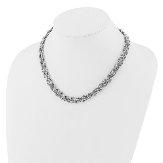 Sterling Silver Rhodium-plated Rope Link Fancy 18.5in Necklace