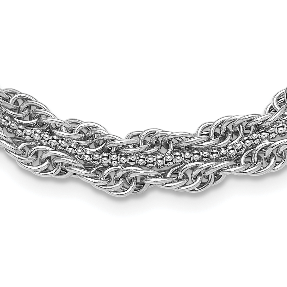 Sterling Silver Rhodium-plated Rope Link Fancy 18.5in Necklace (QG6518-18.5)