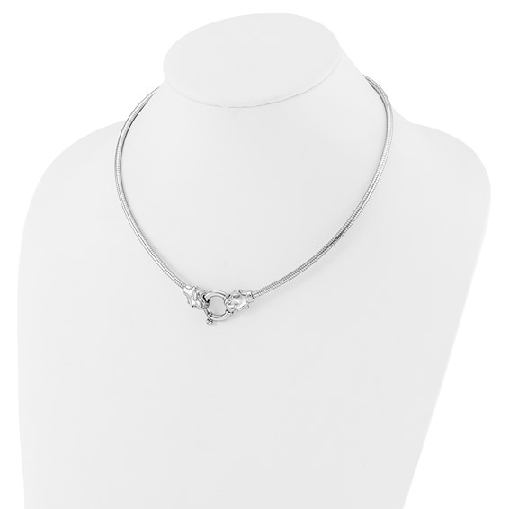 Sterling Silver Rh-plated Polished Panther Round Cubetto Style Necklace