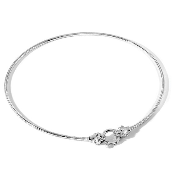 Sterling Silver Rh-plated Polished Panther Round Cubetto Style Necklace