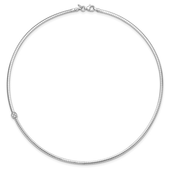 Sterling Silver Rh-plated Polished with CZ 16in Reversible Cubetto Necklace