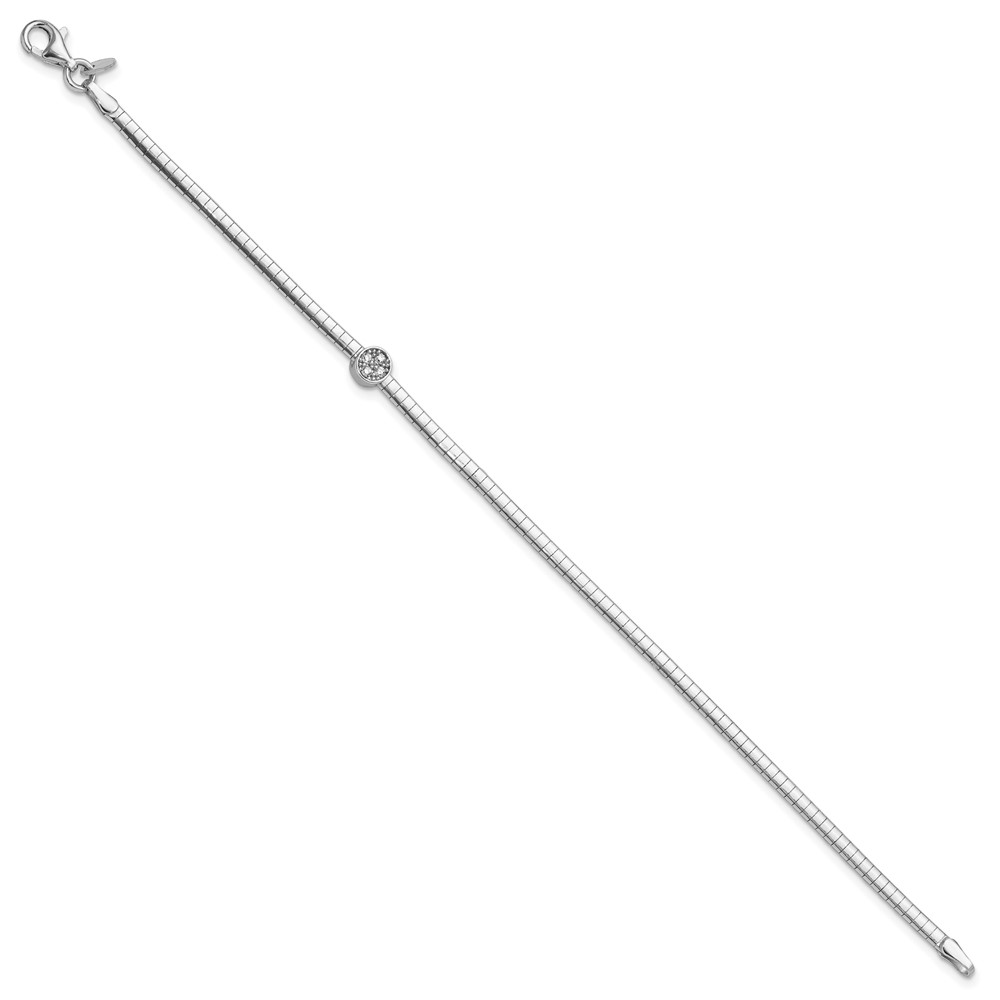 Sterling Silver Rh-plated Polished with CZ 7in Reversible Cubetto Bracelet (QG6523-7)