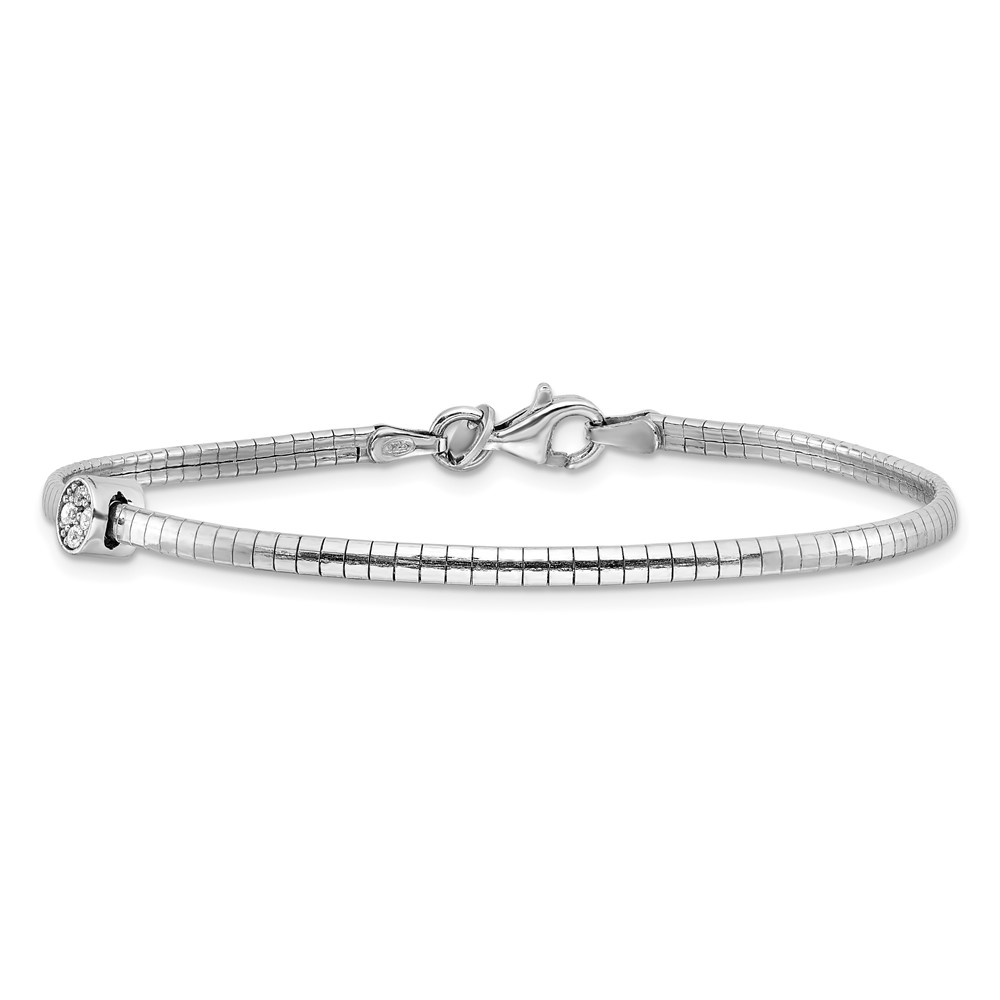 Sterling Silver Rh-plated Polished with CZ 7in Reversible Cubetto Bracelet (QG6523-7)