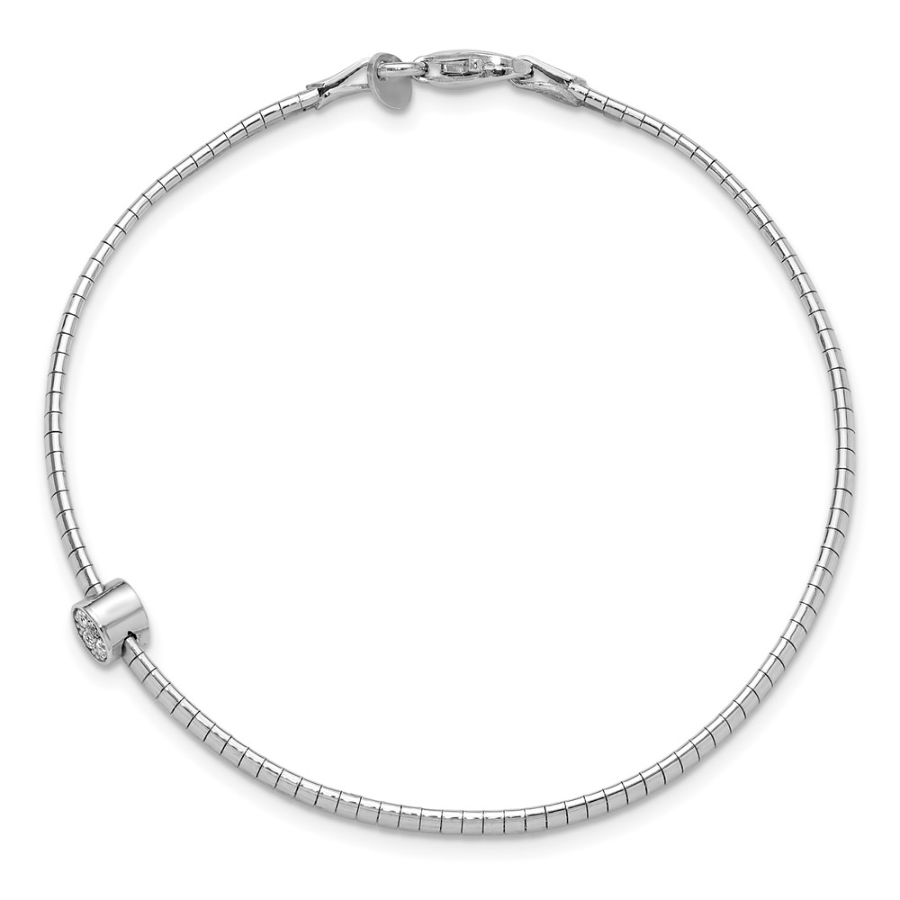 Sterling Silver Rh-plated Polished with CZ 7in Reversible Cubetto Bracelet (QG6523-7)