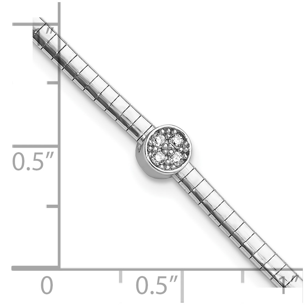 Sterling Silver Rh-plated Polished with CZ 7in Reversible Cubetto Bracelet (QG6523-7)
