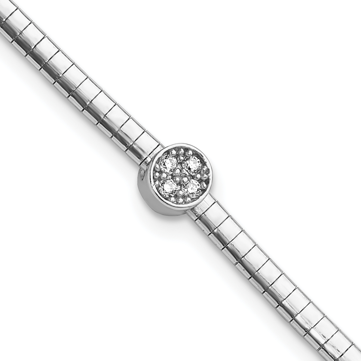 Sterling Silver Rh-plated Polished with CZ 7in Reversible Cubetto Bracelet (QG6523-7)