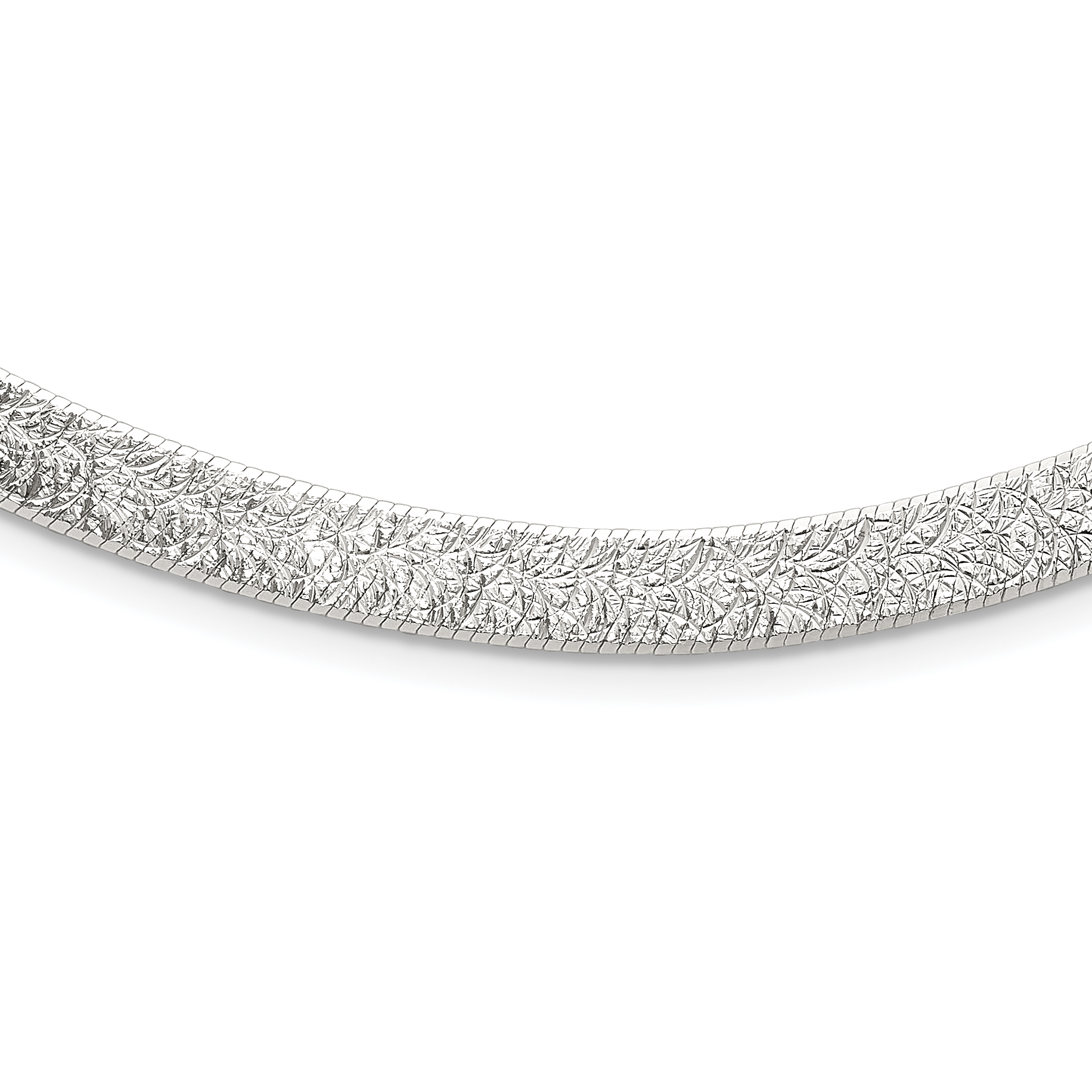 Sterling Silver Polished and Textured 8mm Flat Herringbone 18in Necklace (QG6524-18)