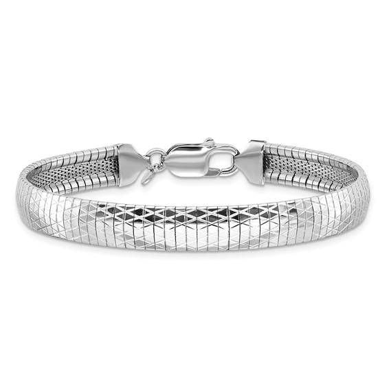Sterling Silver Rh-plated Polished and Textured 7.5in Cleopatra Bracelet