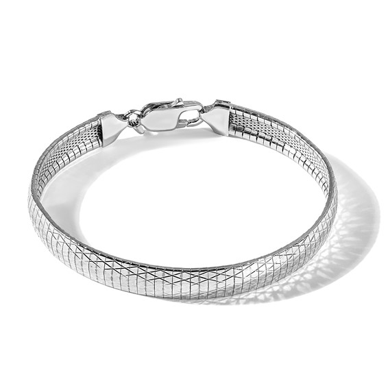 Sterling Silver Rh-plated Polished and Textured 7.5in Cleopatra Bracelet