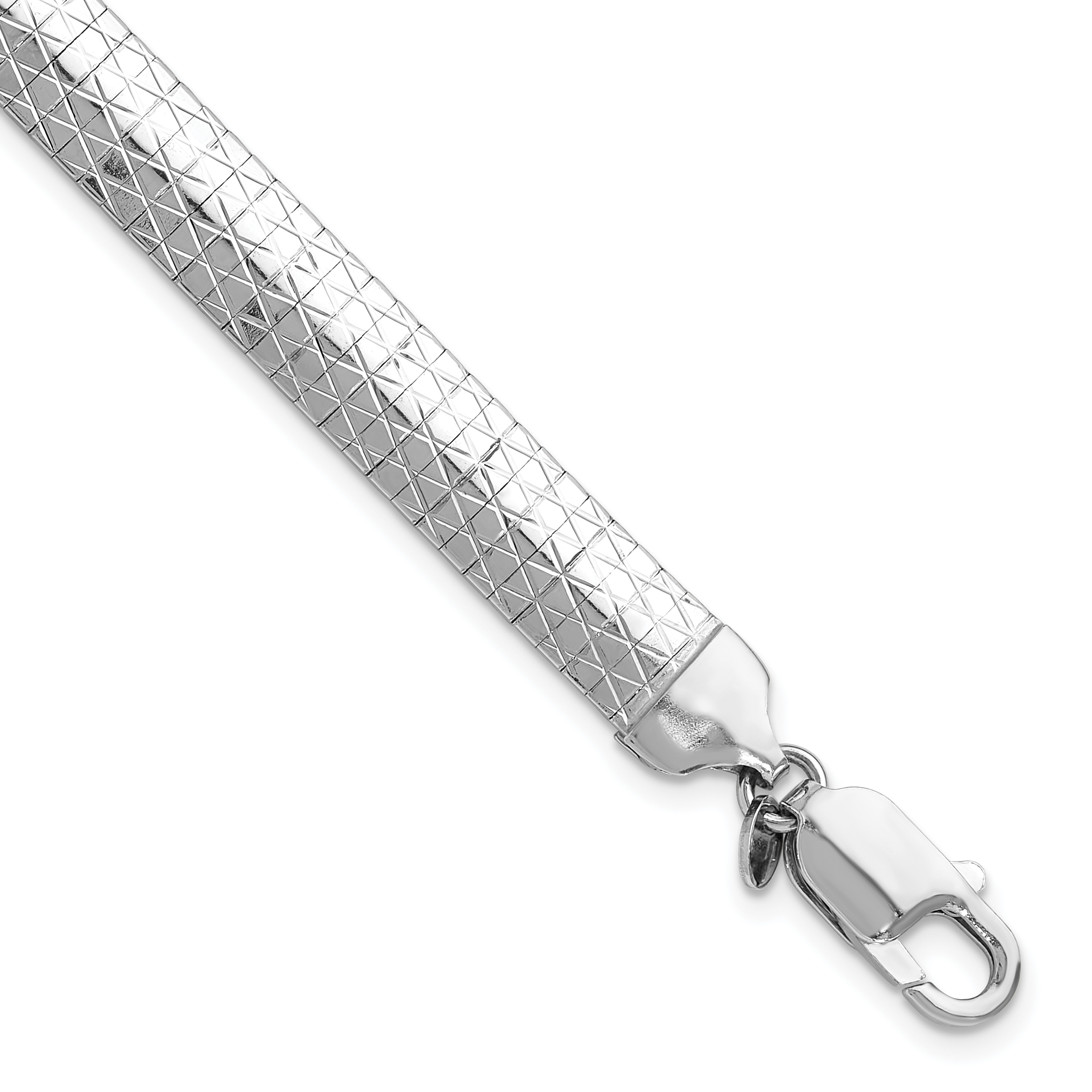 Sterling Silver Rh-plated Polished and Textured 7.5in Cleopatra Bracelet (QG6525-7.5)