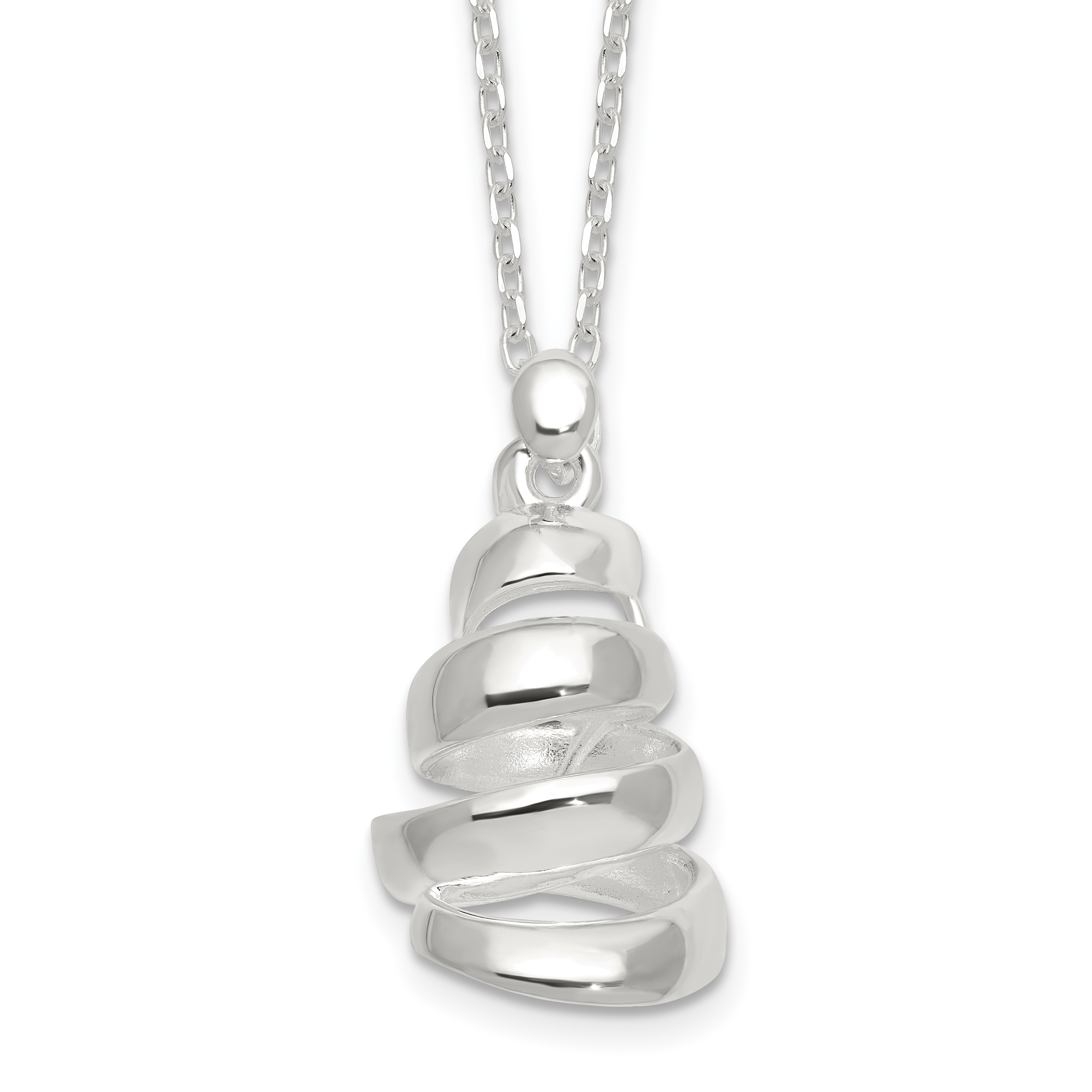 Sterling Silver Polished Silver-plated Swirl Pendant Necklace (QG6526-18)