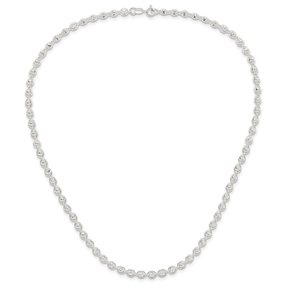 Sterling Silver Polished and Diamond Cut Beaded Necklace