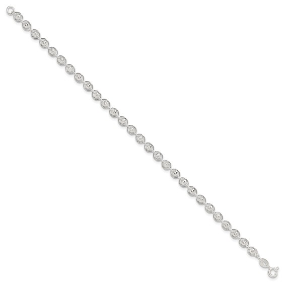 Sterling Silver Polished and Diamond Cut Beaded Bracelet