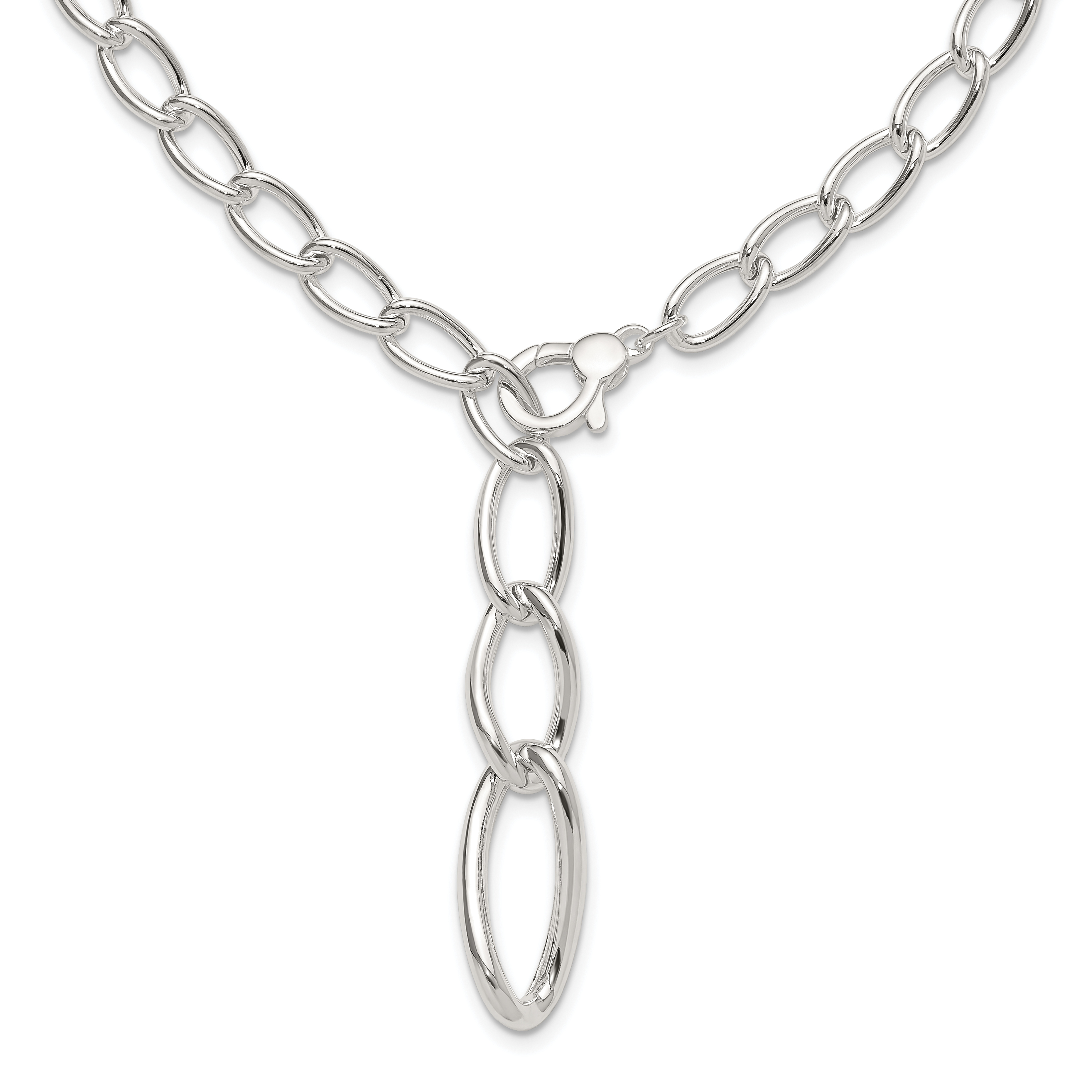 Sterling Silver Polished and Hollow Fancy Link Drop Necklace (QG6530-17)