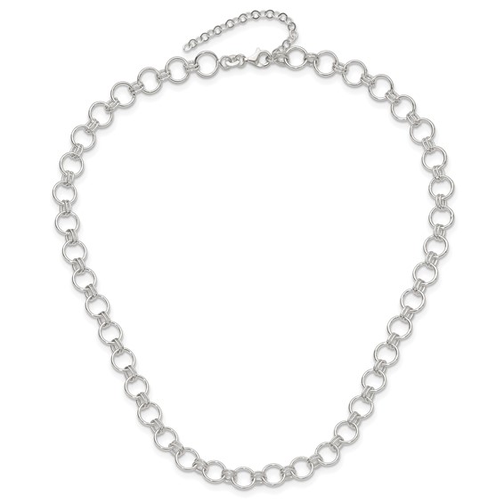 Sterling Silver Polished Circle Link 16 w/2in ext Necklace