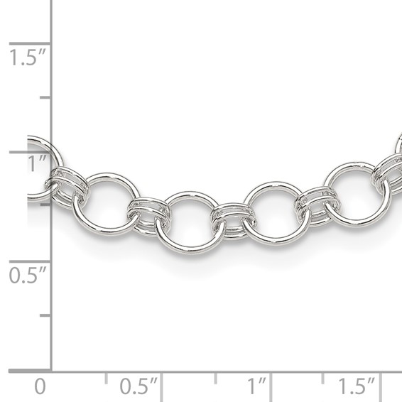 Sterling Silver Polished Circle Link 16 w/2in ext Necklace