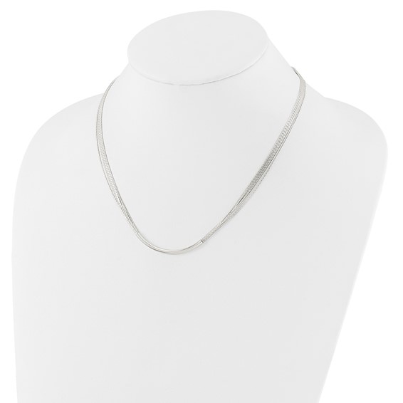 Sterling Silver Polished Multi-Strand 18in w/2in ext. Tube Necklace