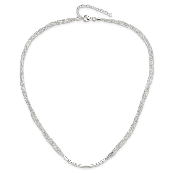 Sterling Silver Polished Multi-Strand 18in w/2in ext. Tube Necklace