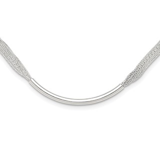 Sterling Silver Polished Multi-Strand 18in w/2in ext. Tube Necklace