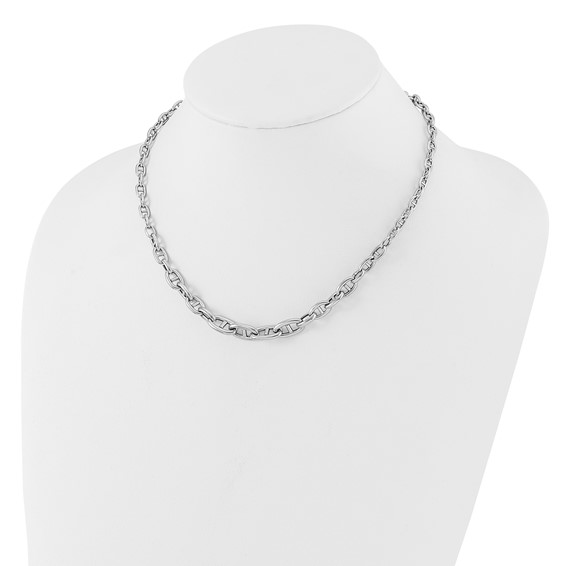 Sterling Silver Rhodium-plated 17 w/2in ext Fancy Link Necklace