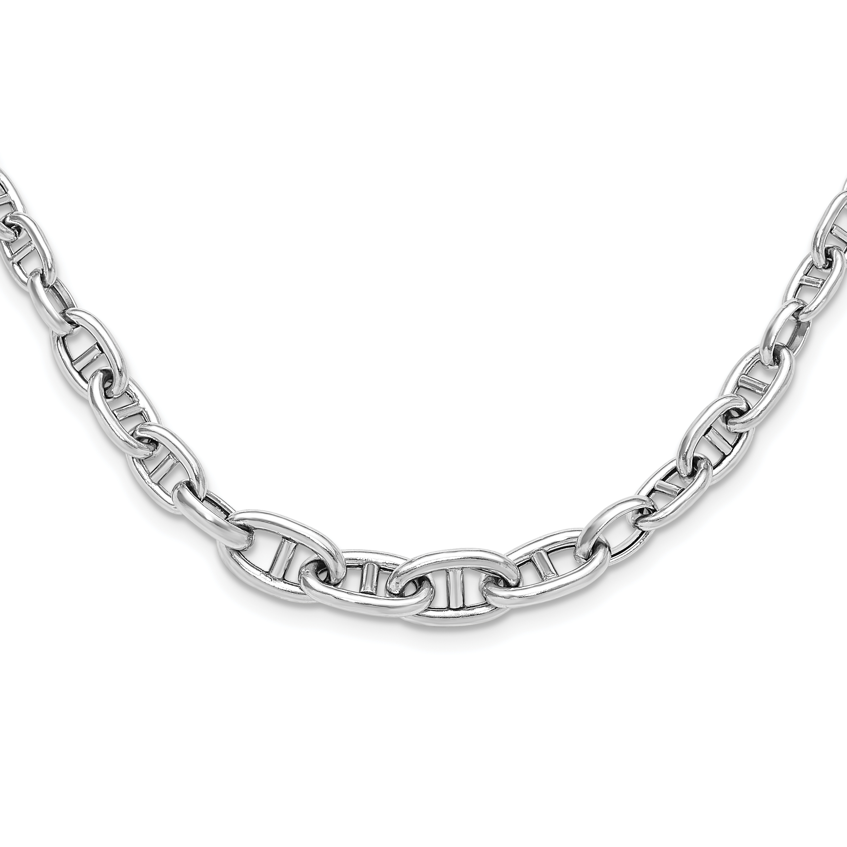 Sterling Silver Rhodium-plated 17 w/2in ext Fancy Link Necklace (QG6536-17)