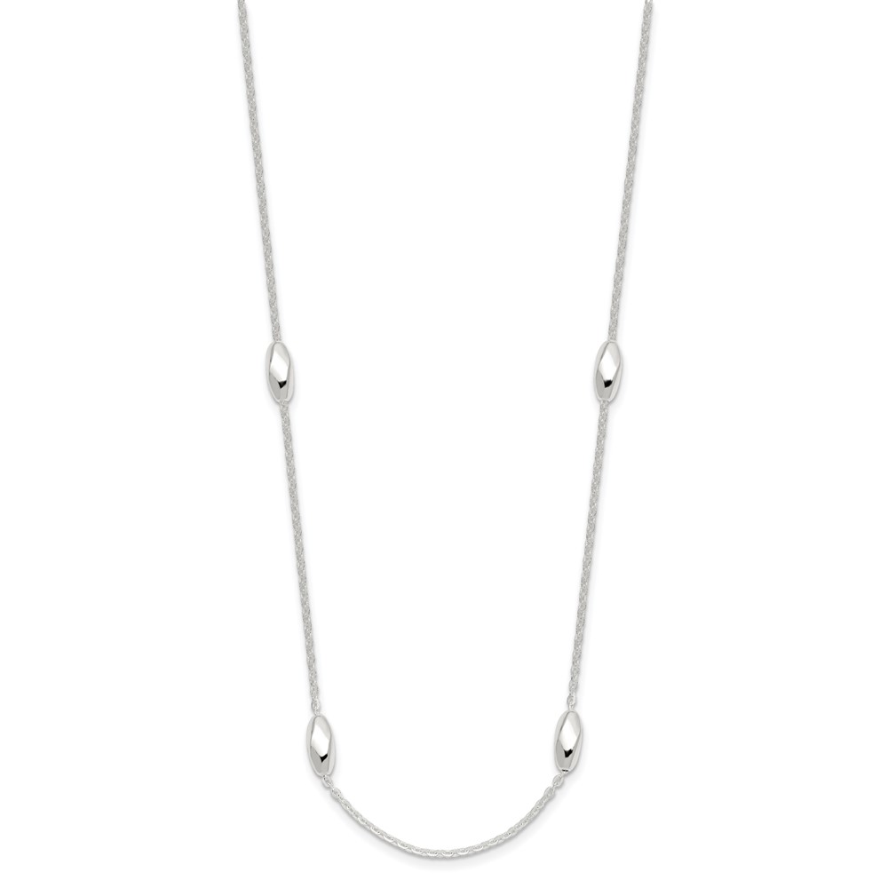 Sterling Silver Polished Fancy Beaded Link 18in Necklace (QG6537-18)