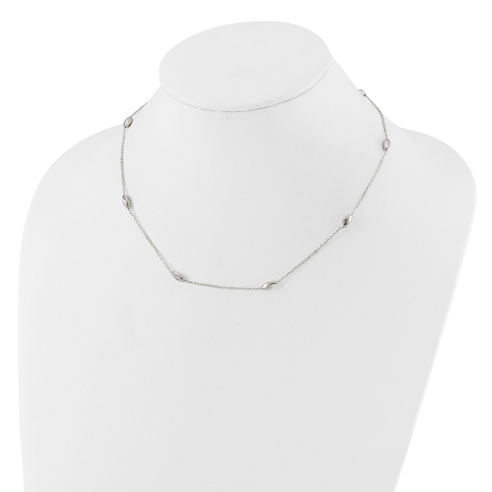 Sterling Silver Polished Fancy Beaded Link 18in Necklace (QG6537-18)