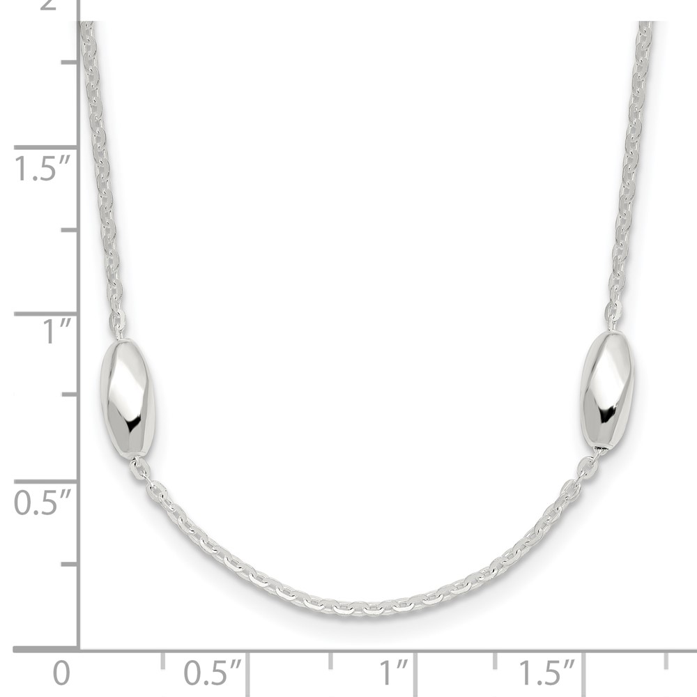 Sterling Silver Polished Fancy Beaded Link 18in Necklace (QG6537-18)
