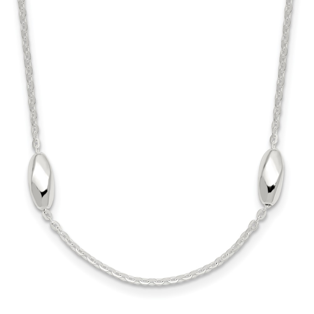 Sterling Silver Polished Fancy Beaded Link 18in Necklace (QG6537-18)
